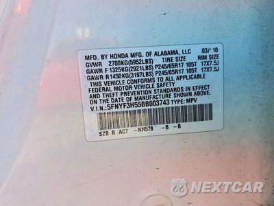 Zdjęcie 13 z 13 samochodu: 2011 HONDA PILOT EXL VIN:5FNYF3H55BB003743 - miniatura