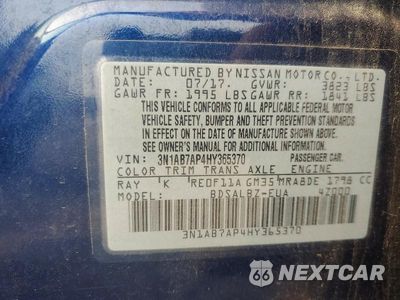 Zdjęcie 12 z 12 samochodu: 2017 NISSAN SENTRA S VIN:3N1AB7AP4HY365370 - miniatura