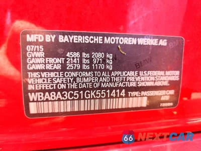 Zdjęcie 12 z 12 samochodu: 2016 BMW 320 XI VIN:WBA8A3C51GK551414 - miniatura