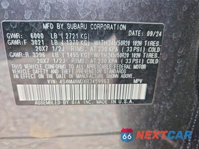 Zdjęcie 13 z 13 samochodu: 2024 SUBARU ASCENT TOURING VIN:4S4WMAWDXR3459963 - miniatura
