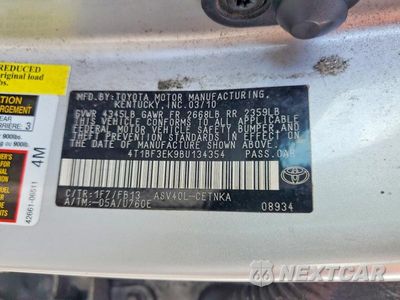 Zdjęcie 12 z 12 samochodu: 2011 TOYOTA CAMRY BASE VIN:4T1BF3EK9BU134354 - miniatura