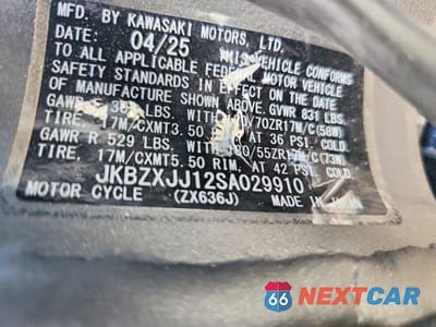 Zdjęcie 9 z 9 samochodu: 2025 KAWASAKI ZX636 K VIN:JKBZXJJ12SA029910 - miniatura