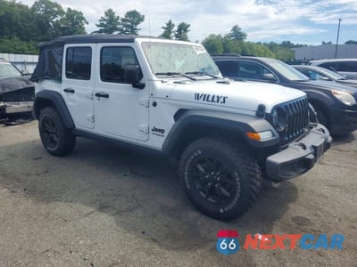 Czwarte zdjęcie samochodu z boku: 2021 JEEP WRANGLER UNLIMITED SPORT VIN:1C4HJXDG3MW511723 - miniatura