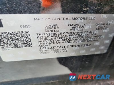 Zdjęcie 13 z 13 samochodu: 2018 CHEVROLET MALIBU LT VIN:1G1ZD5ST7JF257292 - miniatura