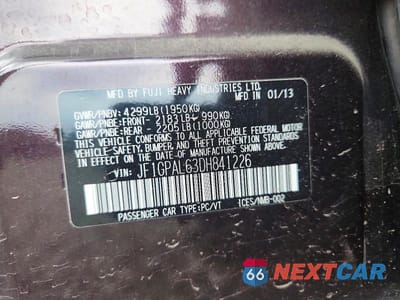 Zdjęcie 12 z 12 samochodu: 2013 SUBARU IMPREZA SPORT PREMIUM VIN:JF1GPAL63DH841226 - miniatura