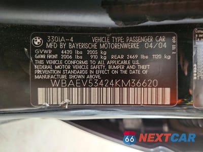 Zdjęcie 12 z 12 samochodu: 2004 BMW 330 I VIN:WBAEV53424KM36620 - miniatura