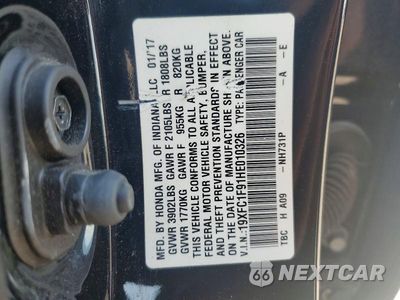Zdjęcie 13 z 13 samochodu: 2017 HONDA CIVIC TOURING VIN:19XFC1F91HE010326 - miniatura