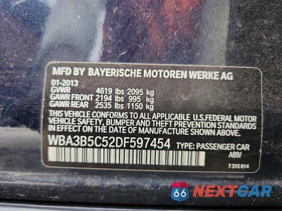 Zdjęcie 12 z 12 samochodu: 2013 BMW 328 XI SULEV VIN:WBA3B5C52DF597454 - miniatura