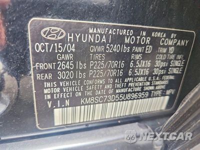 Zdjęcie 13 z 13 samochodu: 2005 HYUNDAI SANTA FE GLS VIN:KM8SC73D55U896959 - miniatura