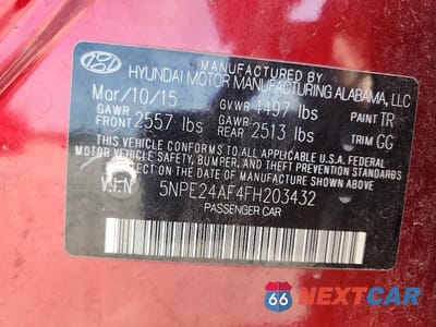 Zdjęcie 12 z 12 samochodu: 2015 HYUNDAI SONATA SE VIN:5NPE24AF4FH203432 - miniatura