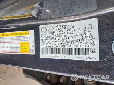 Zdjęcie 13 z 13 samochodu: 2022 HONDA CIVIC LX VIN:2HGFE2F2XNH545689 - miniatura