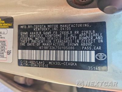 Zdjęcie 12 z 12 samochodu: 2005 TOYOTA CAMRY XLE V6 VIN:4T1BF32K75U105086 - miniatura