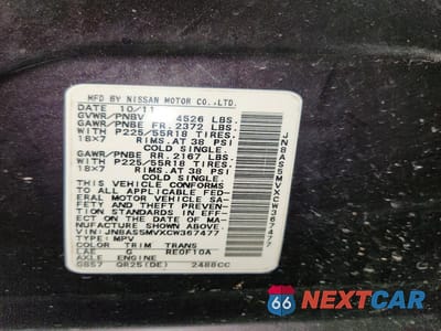 Zdjęcie 14 z 14 samochodu: 2012 NISSAN ROGUE S VIN:JN8AS5MVXCW367477 - miniatura