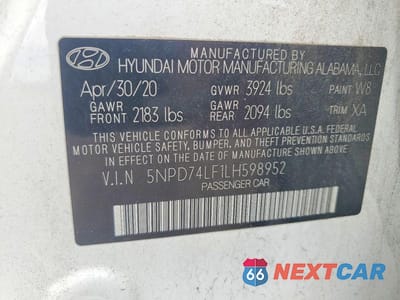 Zdjęcie 12 z 12 samochodu: 2020 HYUNDAI ELANTRA SE VIN:5NPD74LF1LH598952 - miniatura