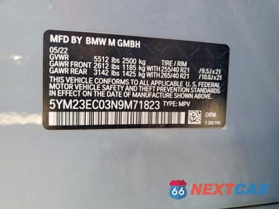Zdjęcie 12 z 12 samochodu: 2022 BMW X4 M VIN:5YM23EC03N9M71823 - miniatura