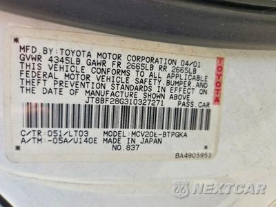 Zdjęcie 12 z 12 samochodu: 2001 LEXUS ES 300 VIN:JT8BF28G310327271 - miniatura