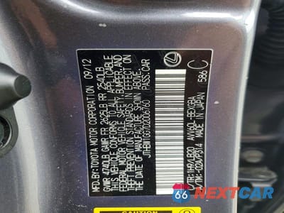 Zdjęcie 12 z 12 samochodu: 2013 LEXUS ES 300H VIN:JTHBW1GG7D2006760 - miniatura