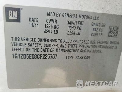 Zdjęcie 12 z 12 samochodu: 2012 CHEVROLET MALIBU LS VIN:1G1ZB5E08CF225767 - miniatura