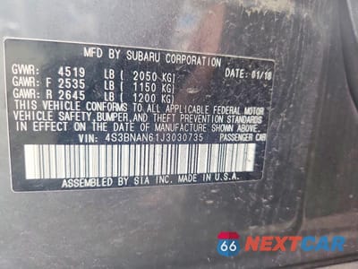 Zdjęcie 12 z 12 samochodu: 2018 SUBARU LEGACY 2.5I LIMITED VIN:4S3BNAN61J3030735 - miniatura