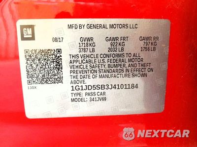 Zdjęcie 12 z 12 samochodu: 2018 CHEVROLET SONIC LT VIN:1G1JD5SB3J4101184 - miniatura