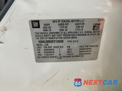 Zdjęcie 13 z 13 samochodu: 2015 CHEVROLET EQUINOX LTZ VIN:1GNALDEK9FZ129508 - miniatura