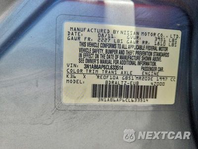 Zdjęcie 12 z 12 samochodu: 2012 NISSAN SENTRA 2.0 VIN:3N1AB6AP6CL633514 - miniatura