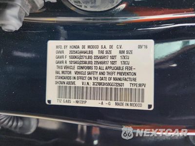 Zdjęcie 14 z 14 samochodu: 2016 HONDA CR-V EX VIN:3CZRM3H59GG722631 - miniatura