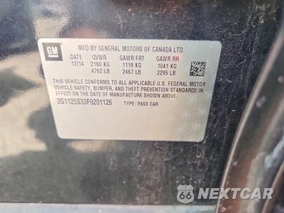 Zdjęcie 12 z 12 samochodu: 2015 CHEVROLET IMPALA LT VIN:2G1125S33F9201126 - miniatura
