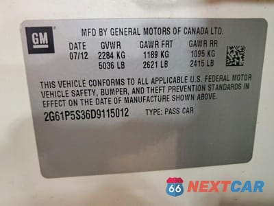 Zdjęcie 12 z 12 samochodu: 2013 CADILLAC XTS LUXURY COLLECTION VIN:2G61P5S36D9115012 - miniatura