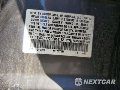 Zdjęcie 12 z 12 samochodu: 2013 ACURA ILX 20 TECH VIN:19VDE1F72DE014162 - miniatura