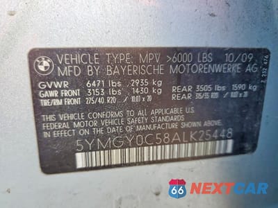 Zdjęcie 13 z 13 samochodu: 2010 BMW X5 M VIN:5YMGY0C58ALK25448 - miniatura