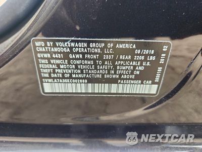 Zdjęcie 12 z 12 samochodu: 2019 VOLKSWAGEN PASSAT WOLFSBURG VIN:1VWLA7A35KC002689 - miniatura
