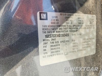 Zdjęcie 12 z 12 samochodu: 2016 CHEVROLET COLORADO LT VIN:1GCGTCE36G1303430 - miniatura