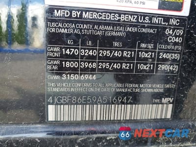 Zdjęcie 13 z 13 samochodu: 2009 MERCEDES-BENZ GL 550 4MATIC VIN:4JGBF86E59A516947 - miniatura