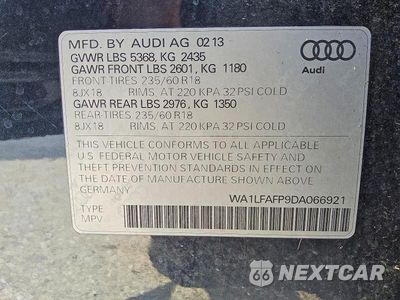Zdjęcie 13 z 13 samochodu: 2013 AUDI Q5 PREMIUM PLUS VIN:WA1LFAFP9DA066921 - miniatura