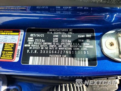 Zdjęcie 12 z 12 samochodu: 2022 KIA K5 GT LINE VIN:5XXG64J27NG119691 - miniatura