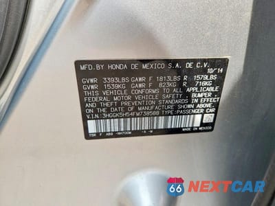 Zdjęcie 12 z 12 samochodu: 2015 HONDA FIT LX VIN:3HGGK5H54FM738588 - miniatura