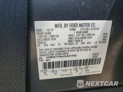 Zdjęcie 13 z 13 samochodu: 2018 FORD EXPLORER LIMITED VIN:1FM5K7F84JGA51592 - miniatura