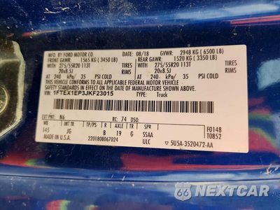 Zdjęcie 12 z 12 samochodu: 2018 FORD F150 SUPER CAB VIN:1FTEX1EP3JKF23015 - miniatura