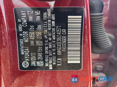 Zdjęcie 12 z 12 samochodu: 2011 HYUNDAI GENESIS 3.8L VIN:KMHGC4DE3BU140571 - miniatura