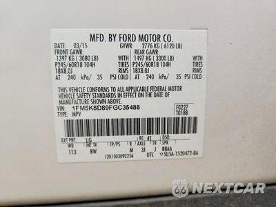 Zdjęcie 12 z 12 samochodu: 2015 FORD EXPLORER XLT VIN:1FM5K8D89FGC35488 - miniatura