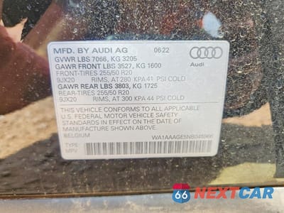 Zdjęcie 14 z 14 samochodu: 2022 AUDI E-TRON PREMIUM VIN:WA1AAAGE5NB045966 - miniatura