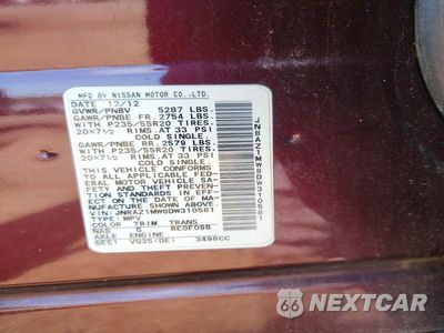 Zdjęcie 13 z 13 samochodu: 2013 NISSAN MURANO S VIN:JN8AZ1MW8DW310581 - miniatura