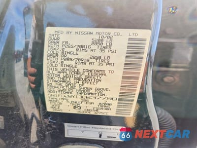 Zdjęcie 12 z 12 samochodu: 2003 NISSAN XTERRA XE-V6 VIN:5N1ED28Y13C637798 - miniatura