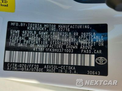 Zdjęcie 12 z 12 samochodu: 2017 TOYOTA CAMRY SE VIN:4T1BF1FK9HU371003 - miniatura