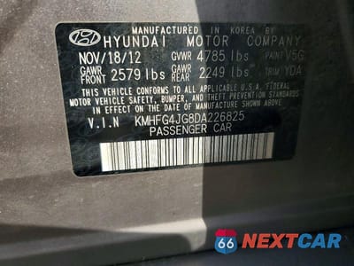 Zdjęcie 13 z 13 samochodu: 2013 HYUNDAI AZERA BASE VIN:KMHFG4JG8DA226825 - miniatura