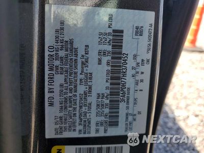 Zdjęcie 12 z 12 samochodu: 2017 FORD FUSION SE VIN:3FA6P0H77HR370452 - miniatura