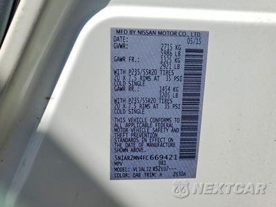 Zdjęcie 13 z 13 samochodu: 2015 NISSAN PATHFINDER S VIN:5N1AR2MN4FC669421 - miniatura