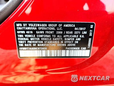 Zdjęcie 12 z 12 samochodu: 2017 VOLKSWAGEN PASSAT R-LINE VIN:1VWDT7A32HC072920 - miniatura