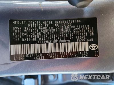 Zdjęcie 12 z 12 samochodu: 2021 TOYOTA COROLLA LE VIN:5YFEPMAE1MP180829 - miniatura